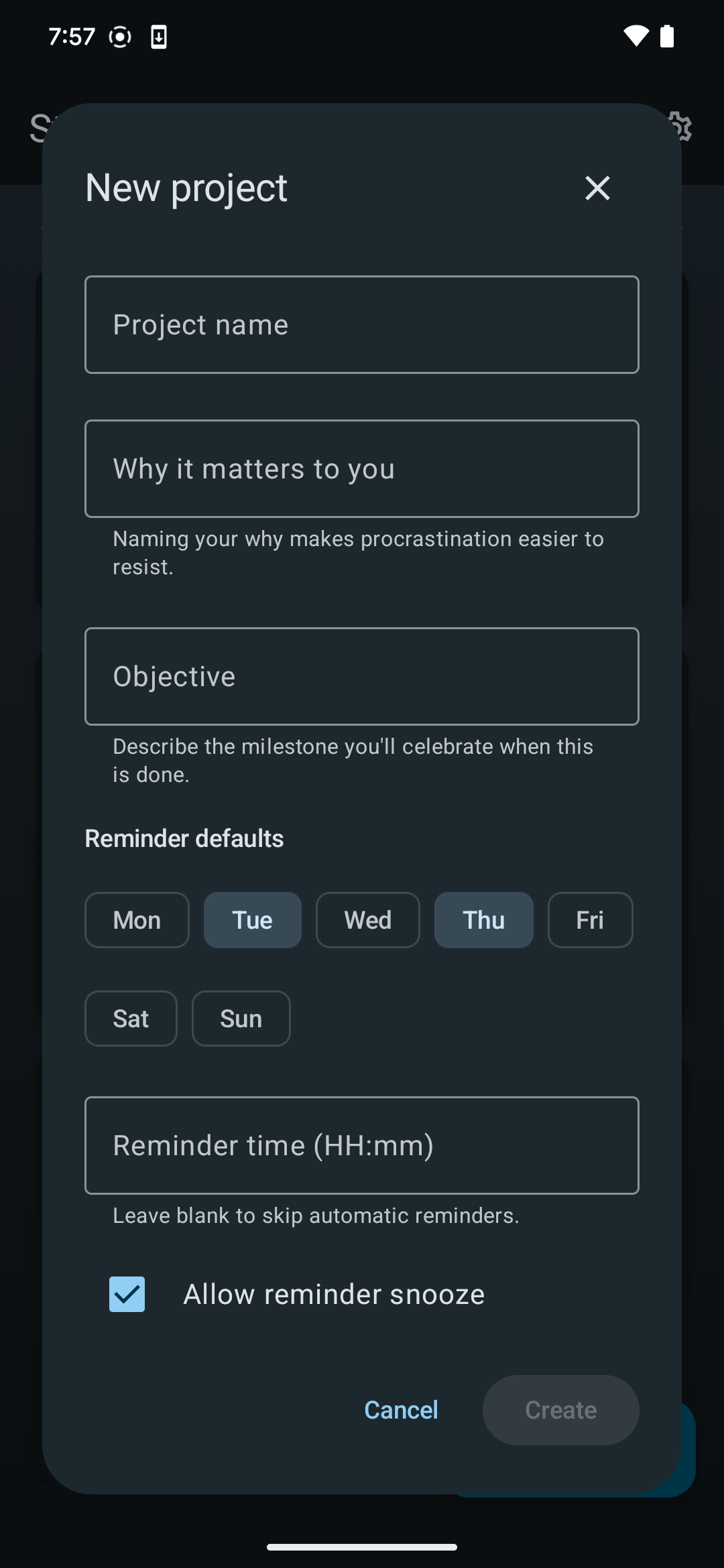 Nudge step attachment screen